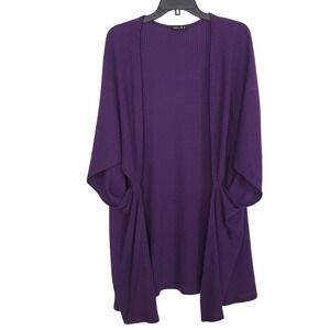 iliad USA‎ Purple Waffle Knit Open Front Cardigan Lightweight Short Sleeve SZ:S